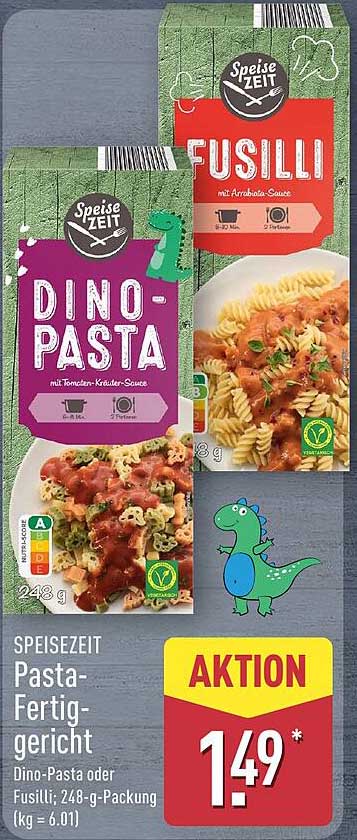 SPEISEZEIT Pasta-Fertiggericht Dino-Pasta oder Fusilli, 2/4-g-Packung (kg = 6.01)