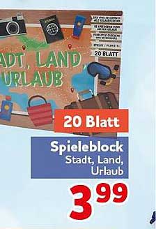 Spieleblock Stadt, Land, Urlaub