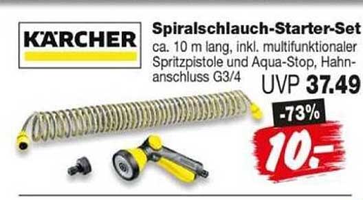 Spiralschauch-Starter-Set ca. 10 m lang, inkl. multifunktionaler Spritzpistole und Aqua-Sto, Hahnanschluss G3/4