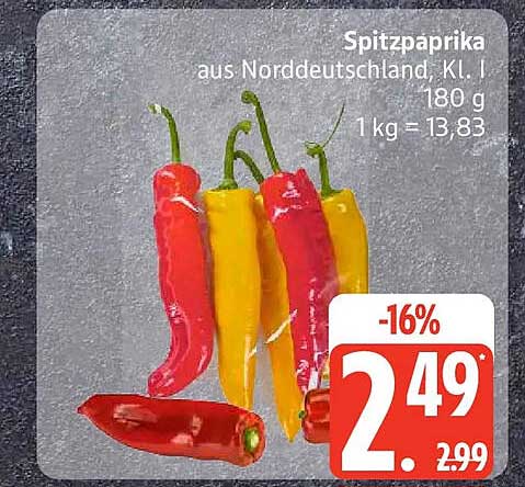 Spitzpaprika aus Norddeutschland, Kl. I