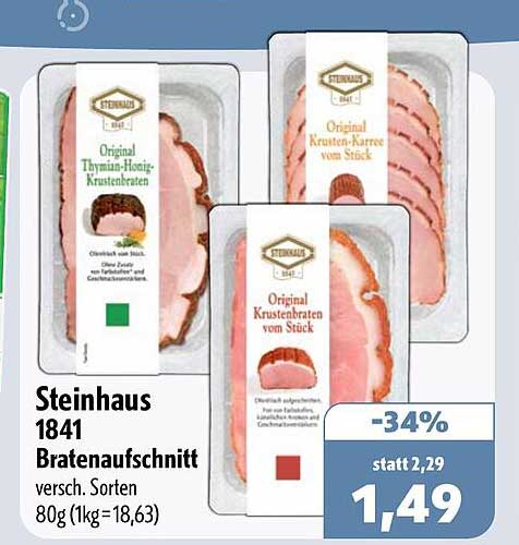 Steinhaus 1841 Bratenaufschnitt versch. Sorten 80g (1kg=18,63)
