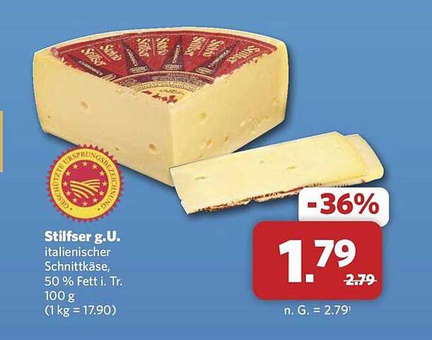 Stilfser g.U. italienischer Schnittkäse, 50 % Fett i. Tr., 100 g