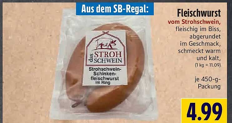 Strohschwein-Schinkenfleischwurst im Ring