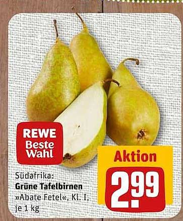 Südafrika: Grüne Tafelbirnen »Abate Fetel«, Kl. I, je 1 kg