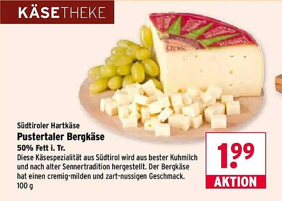 Südtiroler Hartkäse Pustertaler Bergkäse