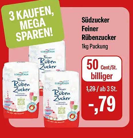 Südzucker Feiner Rübenzucker 1kg Packung