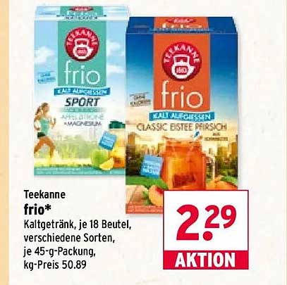 Teekanne frio* Kaltgetränk, je 18 Beutel, verschiedene Sorten, je 45-g-Packung, kg-Preis 50.89