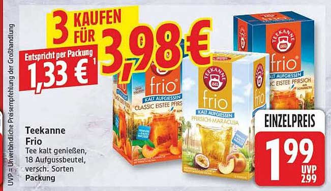 Teekanne Frio Tee kalt genießen, 18 Aufgussbeutel, versch. Sorten, Packung