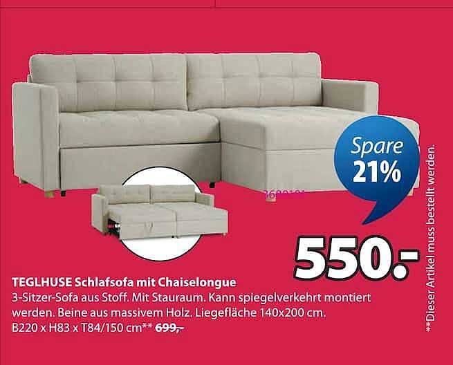 TEGLHUSE Schlafsofa mit Chaiselongue