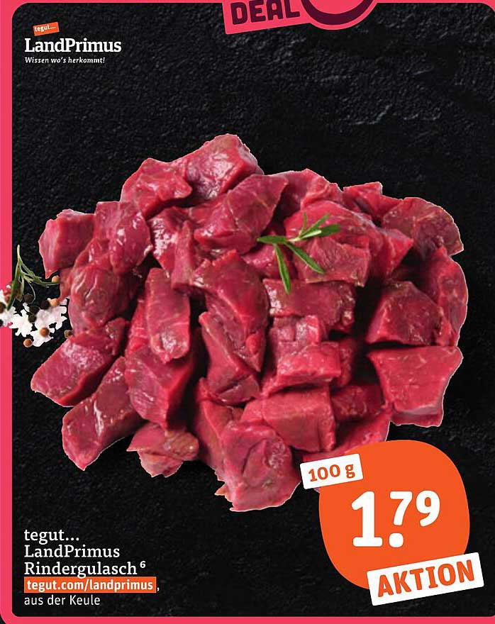 tegut... LandPrimus Rindergulasch aus der Keule