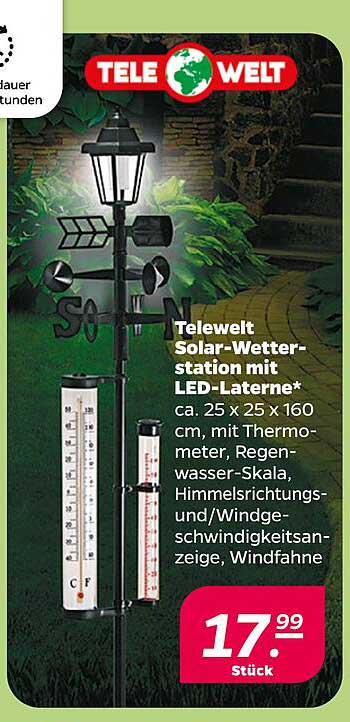 Telewelt Solar-Wetterstation mit LED-Laterne*