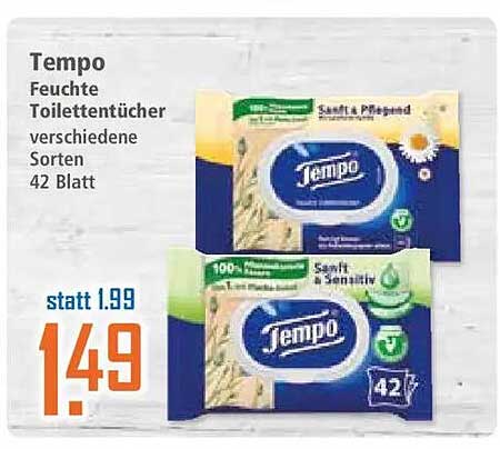 Tempo Feuchte Toilettentücher verschiedene Sorten 42 Blatt
