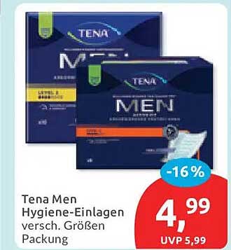 Tena Men Hygiene-Einlagen versch. Größen Packung
