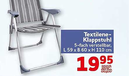 Textilene-Klappstuhl 5-fach verstellbar, L 59 x B 60 x H 110 cm
