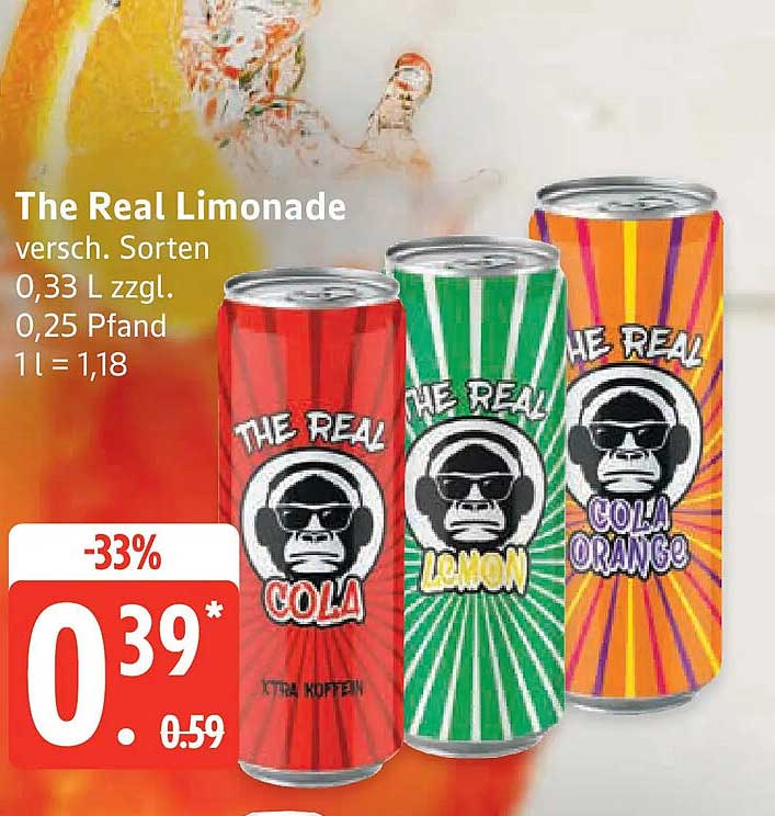 The Real Limonade versch. Sorten 0,33 L zzgl. 0,25 Pfand 1 l = 1,18