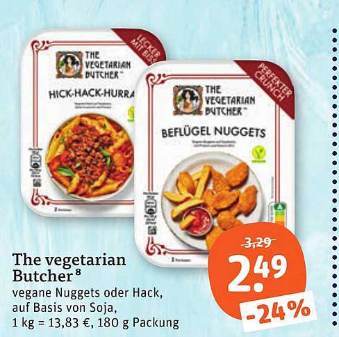The vegetarian Butcher vegane Nuggets oder Hack, auf Basis von Soja, 180 g Packung