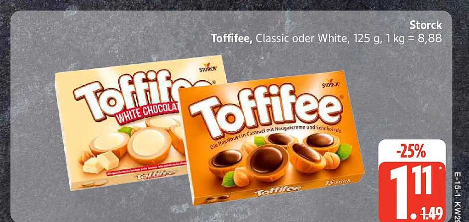 Toffifee, Classic oder White, 125 g, 1 kg = 8,88