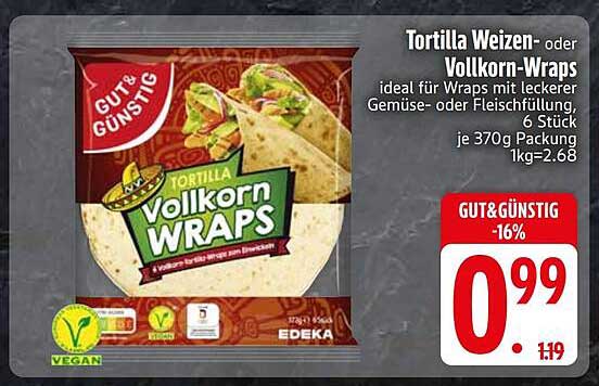 Tortilla Weizen- oder Vollkorn-Wraps
