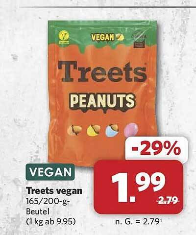 Treets vegan 165/200-g-Beutel (1 kg ab 9.95)