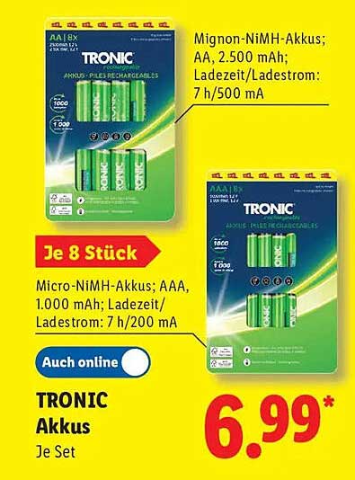 TRONIC Akkus Je Set