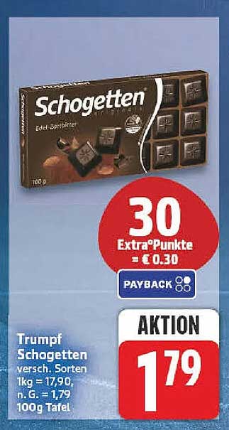 Trumpf Schogetten versch. Sorten 100g Tafel
