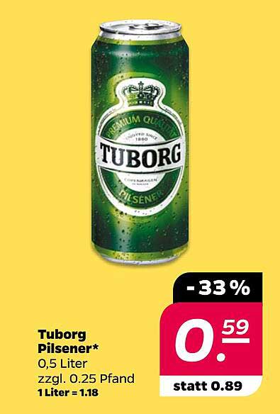 Tuborg Pilsener* 0,5 Liter zzgl. 0.25 Pfand
