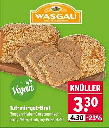 Tut-mir-gut-Brot Roggen-Hafer-Gerstemischbrot, 750-g-Laib, kg-Preis 4.40