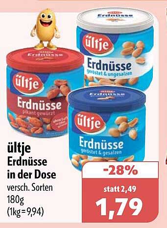 ültje Erdnüsse in der Dose versch. Sorten 180g (1kg=9,94)