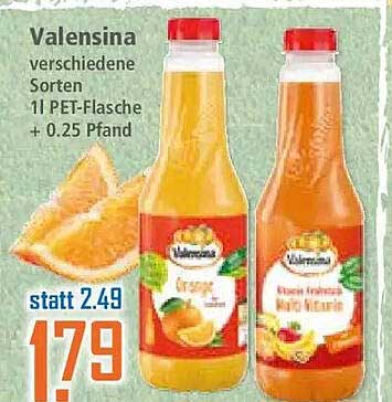 Valensina verschiedene Sorten 1 l PET-Flasche + 0.25 Pfand
