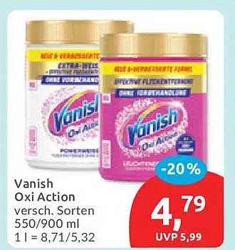 Vanish Oxi Action versch. Sorten 550/900 ml 1 l = 8,71/5,32