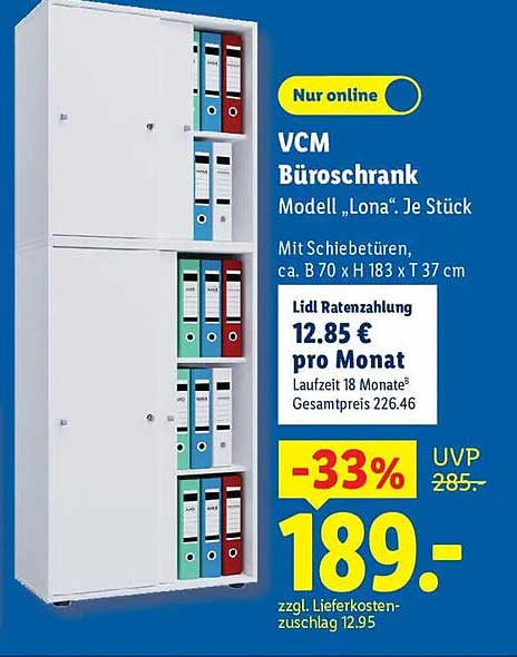 VCM Büroschrank Modell „Lona“: Je Stück