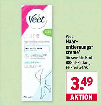 Veet Haar-entfernungs-creme* für sensible Haut, 100-ml-Packung, 1-l-Preis 34.90