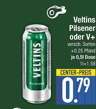 Veltins Pilsener oder V+ versch. Sorten +0.25 Pfand je 0,5l Dose 1l=1.58