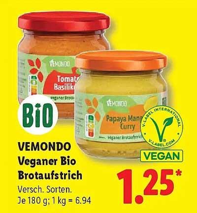 VEMondo Veganer Bio Brotaufstrich