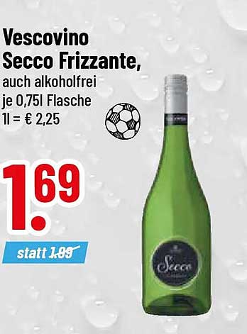 Vescovino Secco Frizzante, auch alkoholfrei
