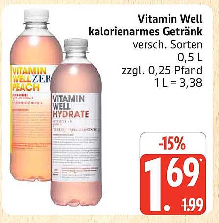 Vitamin Well kalorienarmes Getränk versch. Sorten
