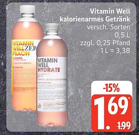 Vitamin Well kalorienarmes Getränk versch. Sorten