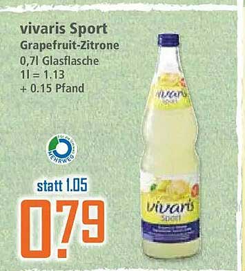 vivaris Sport Grapefruit-Zitrone 0,7l Glasflasche