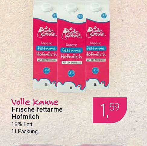 Volle Kanne Frische fettarme Hofmilch 1,8% Fett 1 l Packung