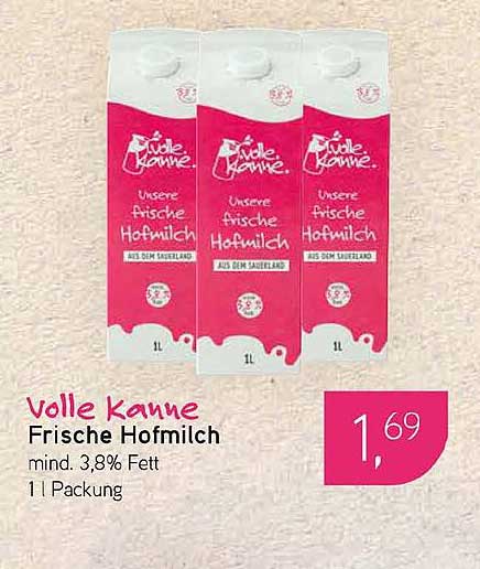 Volle Kanne Frische Hofmilch mind. 3,8% Fett 1 l Packung