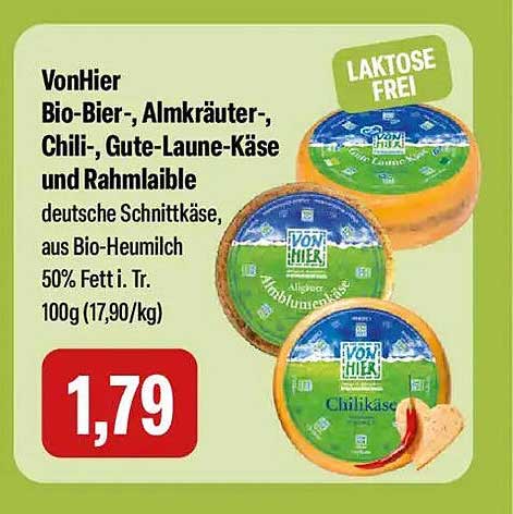 VonHier Bio-Bier-, Almkräuter-, Chili-, Gute-Laune-Käse und Rahmlaible