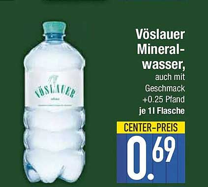 Vöslauer Mineralwasser, auch mit Geschmack +0.25 Pfand je 1 l Flasche