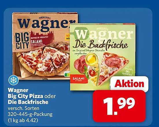 Wagner Big City Pizza oder Die Backfrische versch. Sorten 320-445-g-Packung (1 kg ab 4.42)