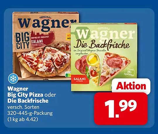 Wagner Big City Pizza oder Die Backfrische versch. Sorten 320-445-g-Packung (1 kg ab 4.42)