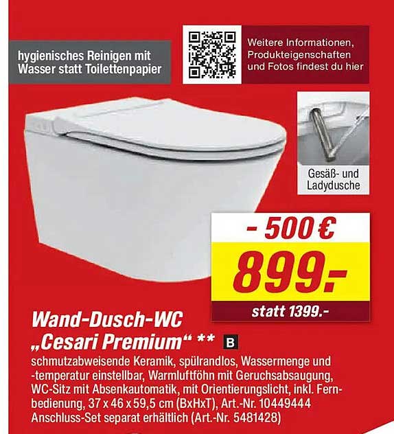 Wand-Dusch-WC „Cesari Premium“ **