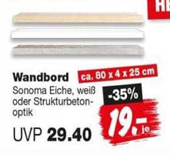 Wandbord Sonoma Eiche, weiß oder Strukturbeton-optik