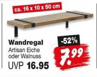 Wandregal Artisan Eiche oder Walnuss