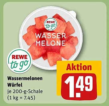 Wassermelonen Würfel je 200-g-Schale (1 kg = 7.45)