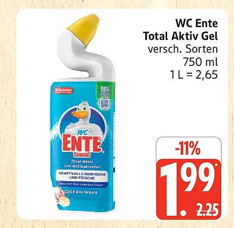 WC Ente Total Aktiv Gel versch. Sorten 750 ml 1L = 2,65