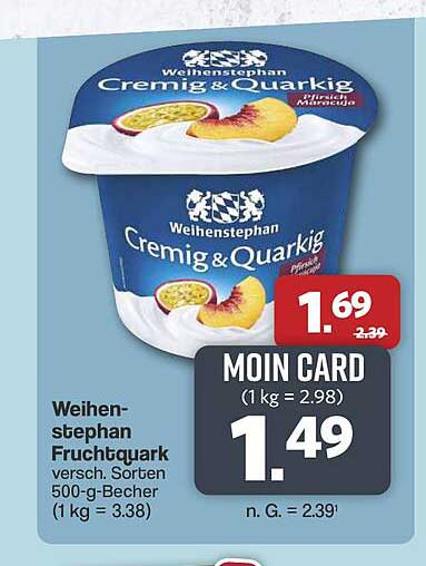Weihenstephan Fruchtquark versch. Sorten 500-g-Becher (1 kg = 3,38)